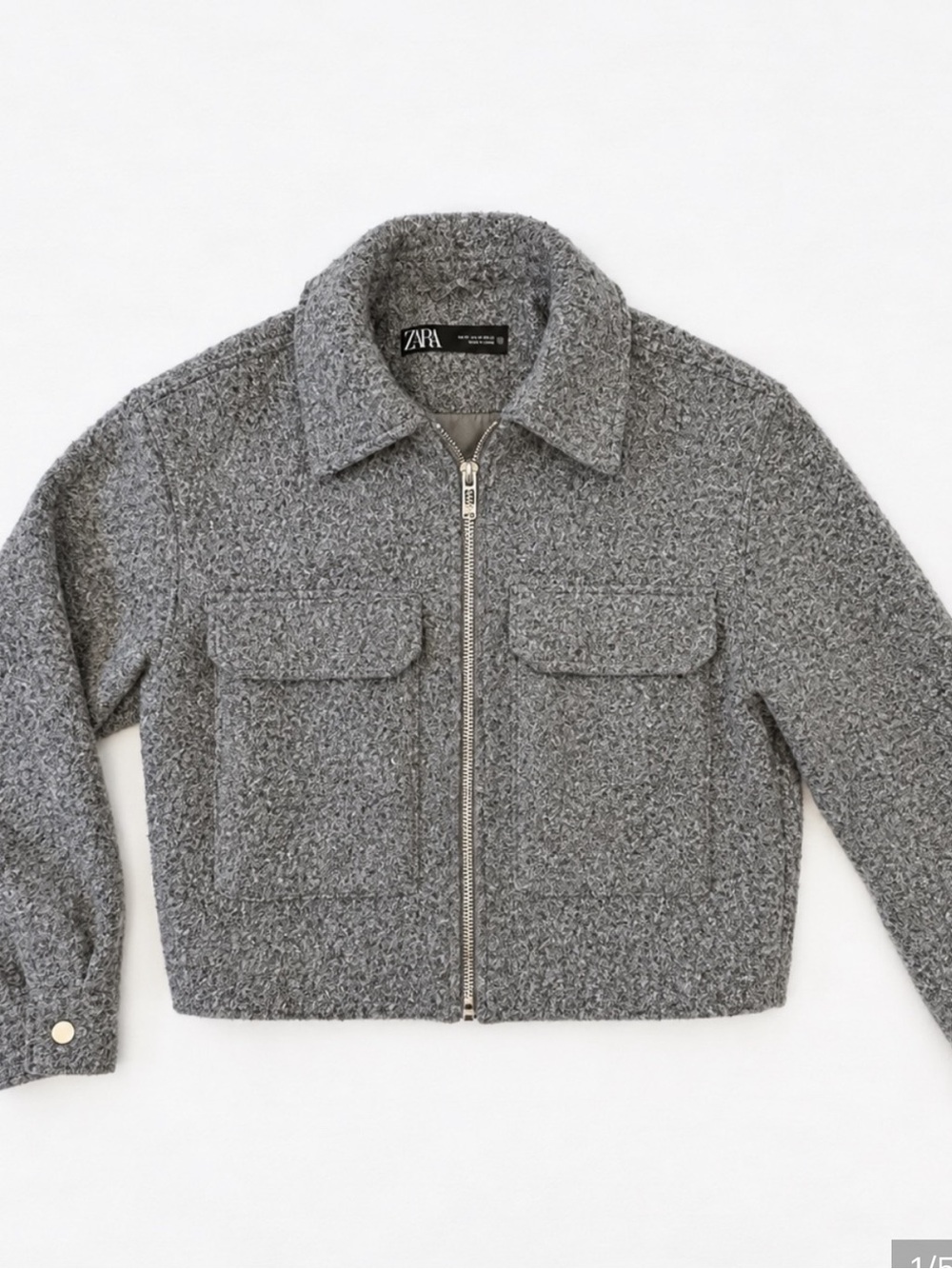 Zara Gray Cropped Zip Jacket sz. S